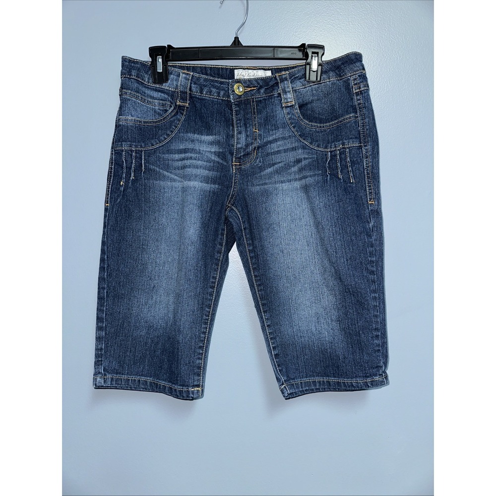 Phat Farm Fashions Jean Shorts Womens Size 9 Silver Label Denim Embroidered Cat